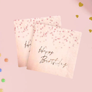 Blush Pink Happy Birthday Paper Napkins 20pk