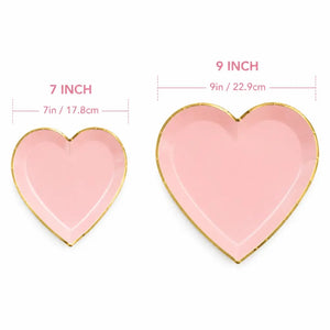 blush Pink heart plates with gold rim 2 sizes