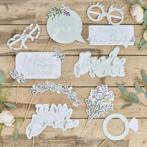 Bridal Bloom Floral Hen Party Photo Booth Props 10pk
