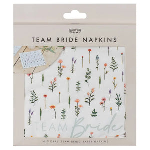 Floral Team Bride Hen Party Paper Napkins 16pk