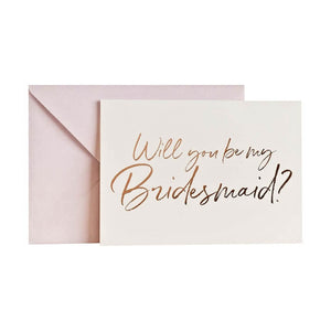 Set of 5 bridesmaid proposal cards with elegant rose gold script