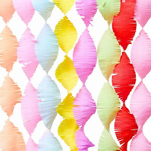 Pack of 8 colourful crepe streamers, each 15cm x 20m, for rainbow and birthday party decorations