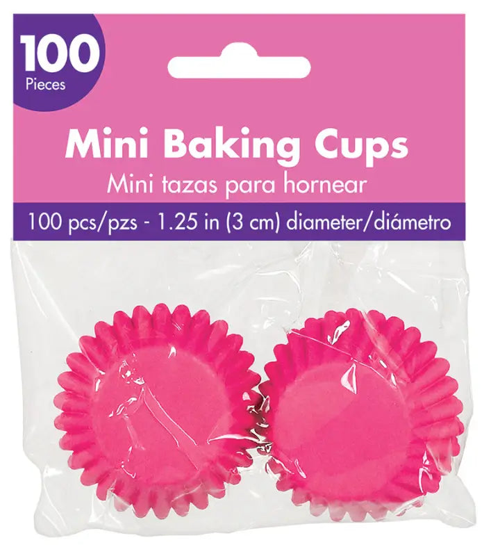 Mini Cupcake Baking Cups 100pk - Bright Pink