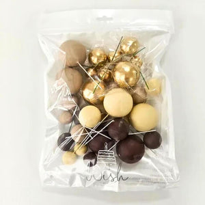 Flexible wire foam cake decorations in brown cream gold