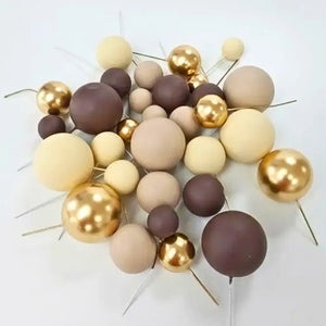 Non-edible decorative brown cream gold foam balls for cakes