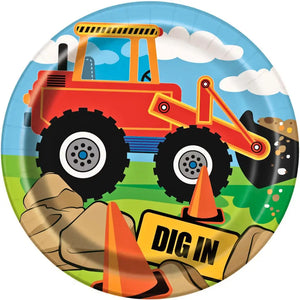 Bulldozer Construction Party Paper Plates 23cm 8 Pack