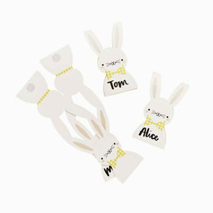 Personalised rabbit name cards for Easter brunch seating