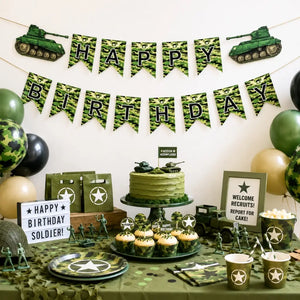 Happy Birthday Army Tank Paper Banner