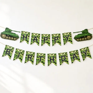 Happy Birthday Army Tank Paper Banner