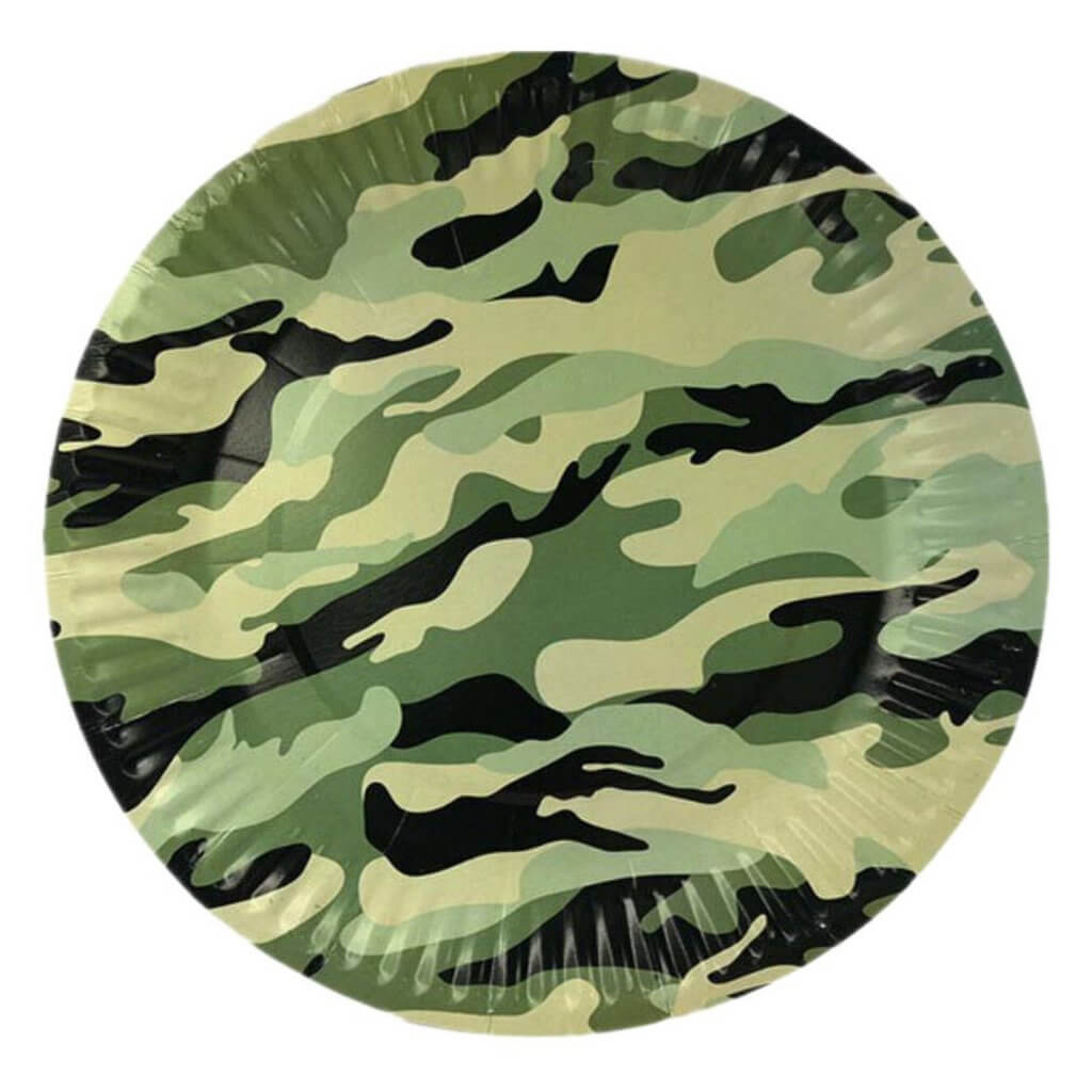 Army Camouflage Paper Plates 23cm 10pk