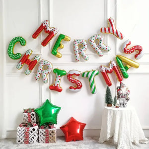 16-inch Rainbow Candy Merry Christmas Foil Balloon Banner