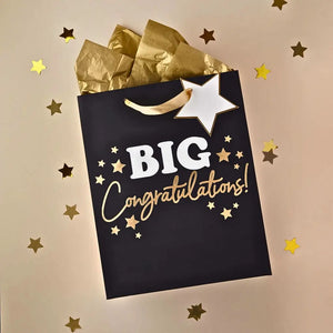 Black and gold big congratulations gift bag promotion graduation