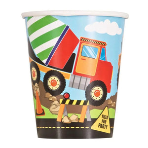 Cement Mixer Construction Party Paper Cups 270ml 8 Pack