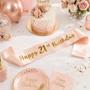 Champagne Pink 'Happy 21st Birthday' Sash