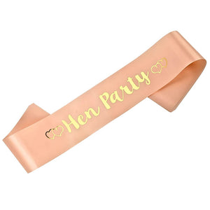 Champagne Pink 'Hen Party' with Hearts bridal shower Sash
