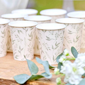 White & Green Christening Paper Cups 8pk