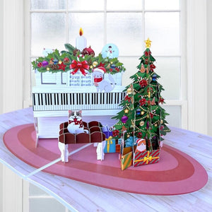 Meow Cat Christmas Party 3D Pop Up Greeting Card