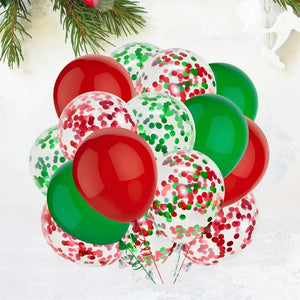Red and green Christmas latex balloons 20 pack