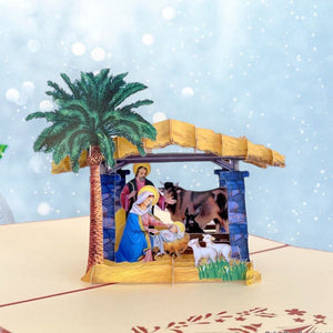 Online Party Supplies Australia Christmas Nativity Scripture 3D Pop Up Greeting Card - Red Cover