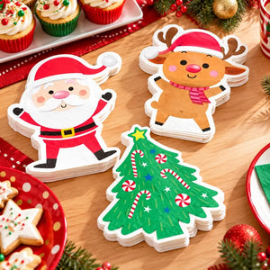 Christmas Shape-Cut Paper Napkins 12 Pack Assorted