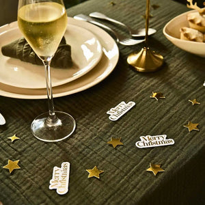 Gold and white festive table scatter confetti for Christmas dining décor