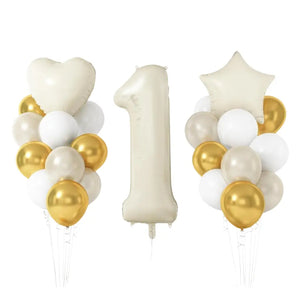 Gold & Cream Birthday Balloon Bundle 23pk number 1