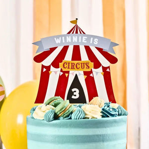 Circus party customisable cake topper