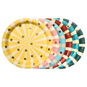 Circus stripe paper plates colourful kids party