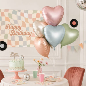 Colourful retro heart balloons matte mixed colours