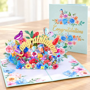 CONGRATULATIONS in Spring Garden 3D Pop Up Greeting Card