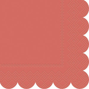 Coral Scalloped Edge Beverage Napkins 16pk