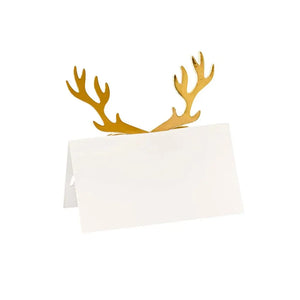 Set of 10 elegant gold antler place cards for Christmas table settings
