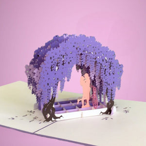 Couple With Bicycle Under Wisteria Arch 3D Pop Up Greeting Card - Online Party Supplies