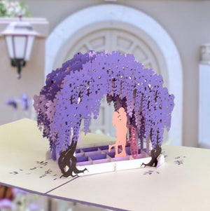 Couple With Bicycle Under Wisteria Arch 3D Pop Up Greeting Card - Online Party Supplies