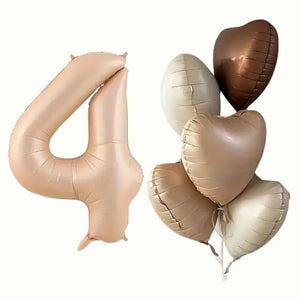 Retro Cream Caramel Chocolate Age Birthday Balloon Bundle 6pk age 4