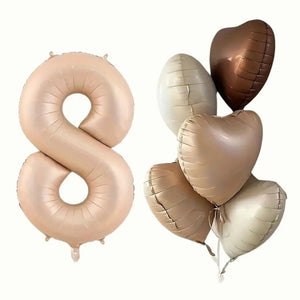 Retro Cream Caramel Chocolate Age Birthday Balloon Bundle 6pk age 8