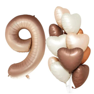 Retro Caramel Age 9 Birthday Balloon Bundle 13pk