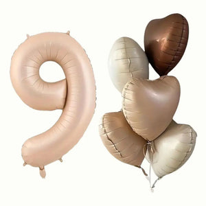 Retro Cream Caramel Chocolate Age Birthday Balloon Bundle 6pk age 9