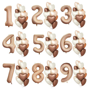 Retro Heart All Age Birthday Balloon Bouquet 13pk 1 to 9