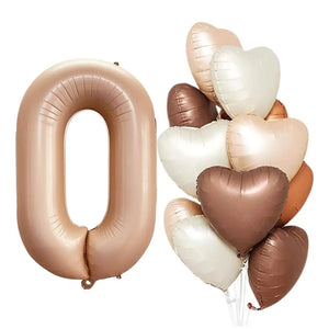 Retro Caramel Number 0 Birthday Balloon Bundle 13pk