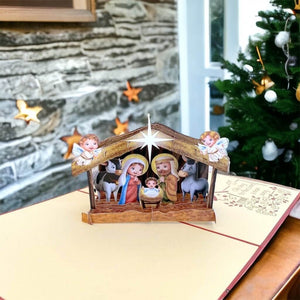 Online Party Supplies Australia Cute Christmas Nativity Scripture 3D Pop Up Xmas Card For Kids