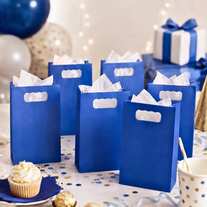 Dark blue party bags for birthday celebrations