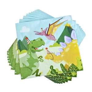T Rex and brontosaurus printed napkins 12 pack dinosaur party tableware