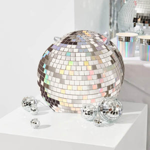 Shiny silver disco ball gift bags for disco, Barbie, or 70s themed celebrations