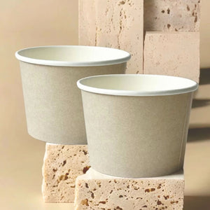 takeaway beige paper food container for soup and salad