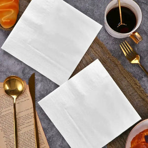 Plain white paper serviettes for parties