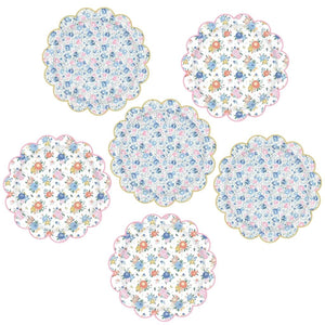 Pack of 8 Ditsy Round Scalloped Floral Dinner Plates 23cm