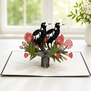 Australian Native Magpie Bird 3D Pop Up Greeting Card