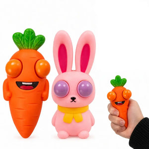 Easter popping-eye squeeze toys in assorted bunny and carrot designs