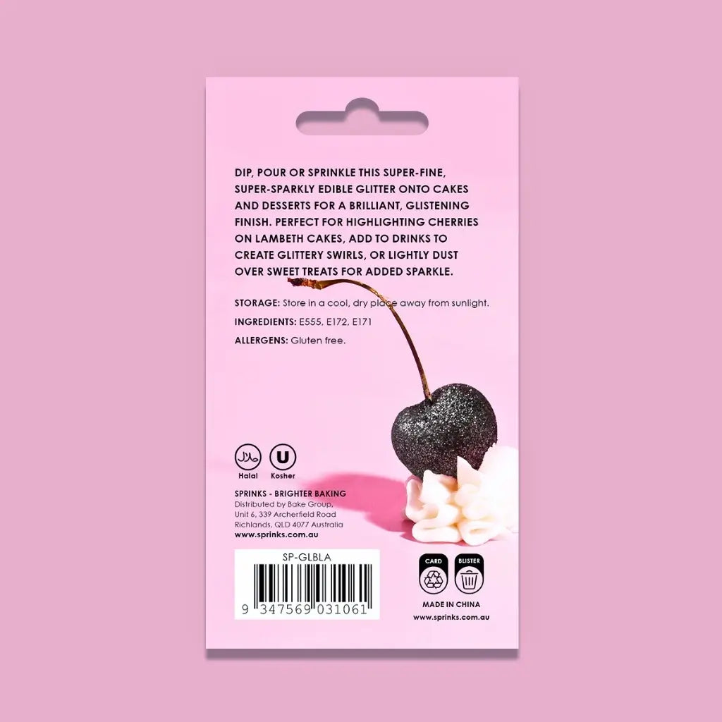 Sprinks Black Cake Decorating Glitter